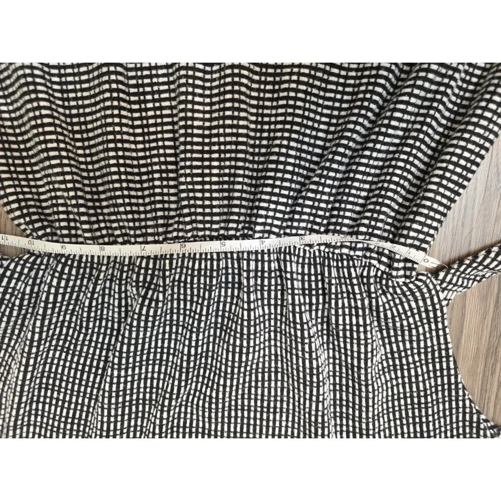 Caution To‎ The Wind Black White Check Belted Short Sleeve Dress Women’s M
